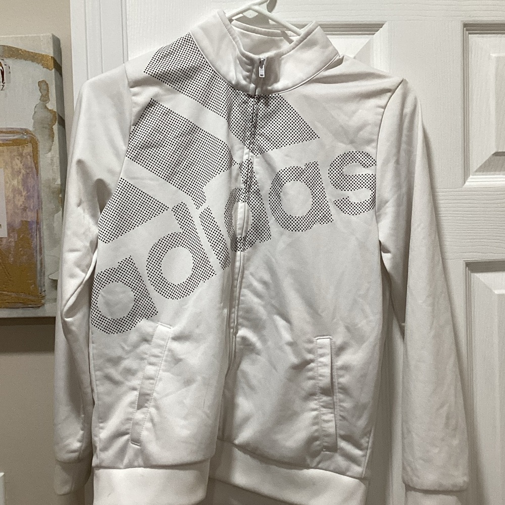 Adidas White Full-Zip Jacket with Logo